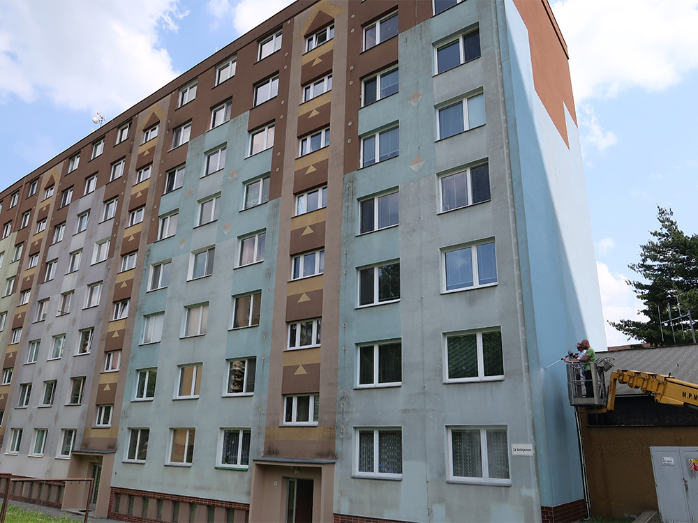 Čištění fasády a impregnace Olomouc 1100m2 - stav před čistěním